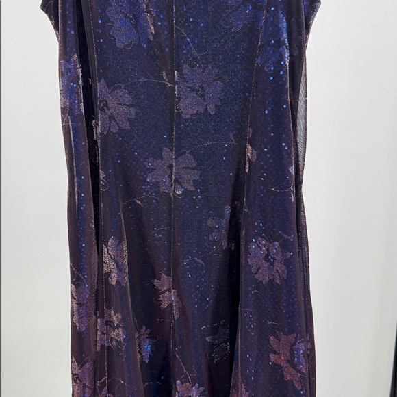 Helene Blake shimmery color shift blue copper sequin maxi dress Y2K formal party - Picture 5 of 14
